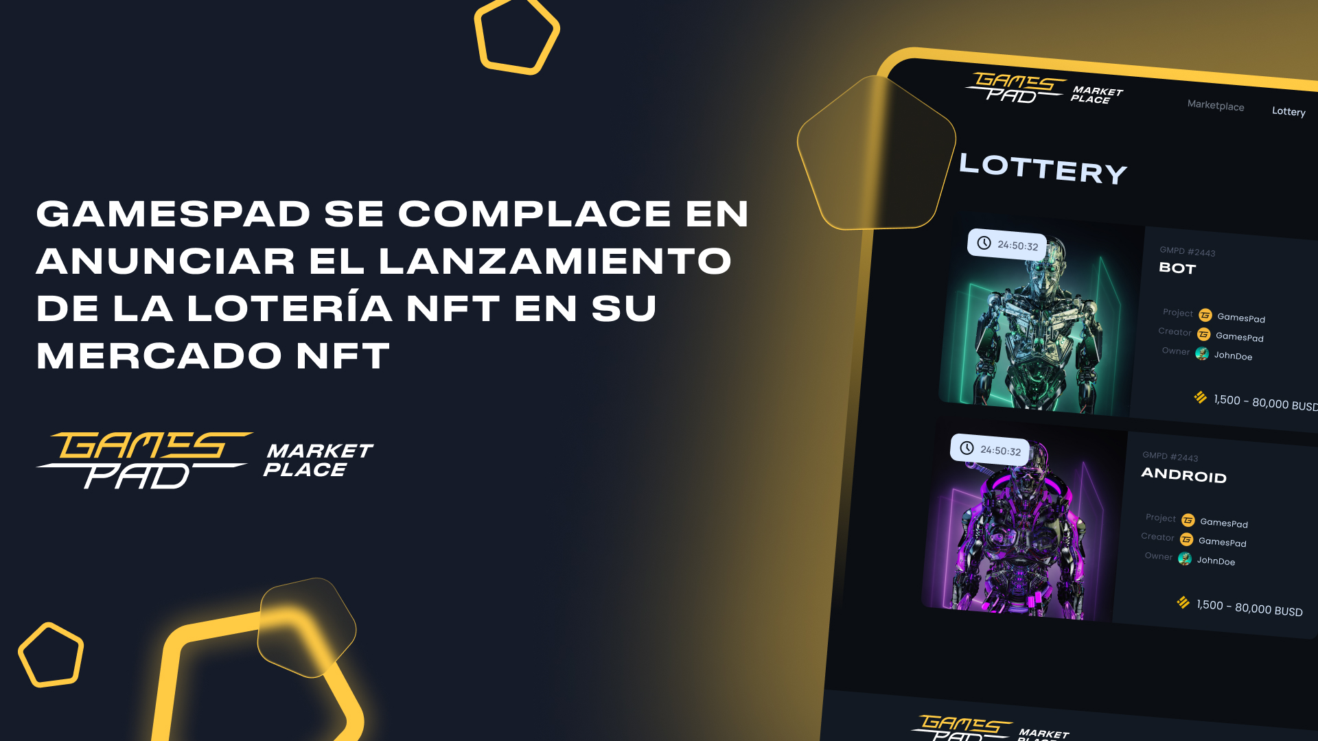 GamesPad se complace en anunciar el lanzamiento de la lotería NFT en su mercado NFT